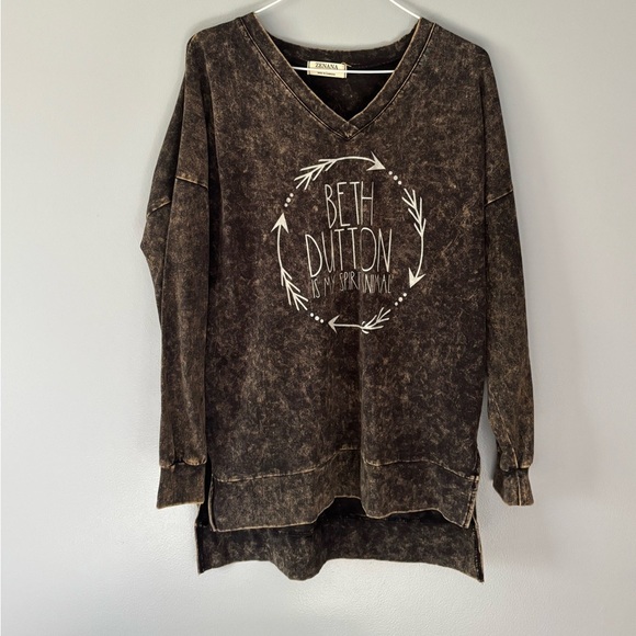 Zenana Long Sleeve Top. Small. Yellowstone Theme. Distressed look. - Picture 1 of 7
